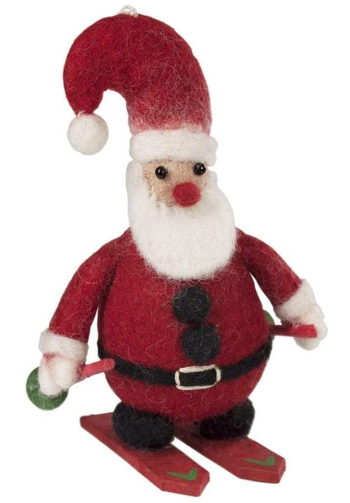 Skiing Santa Felt Ornament - Wild Woolies (H) - The Village Country Store